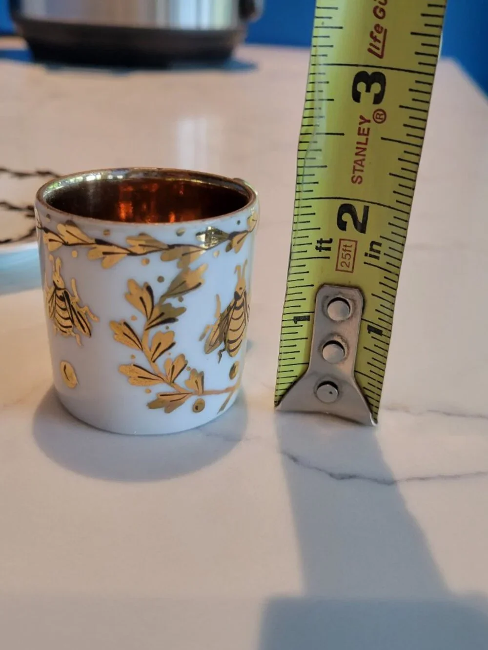 Vintage Limoges France Napoleonic Bee Demitasse Espresso Cup & Saucer Set Gold